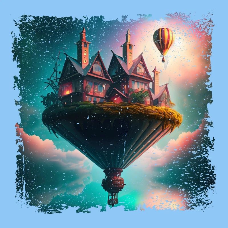 Fantasy schwebendes Dorf