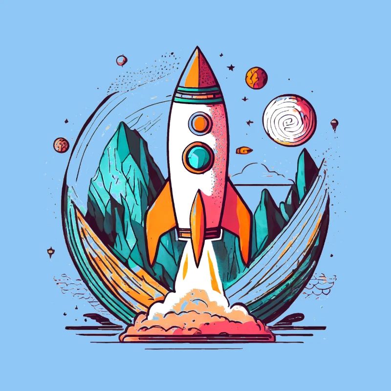 Rakete mit stylischem Design freigestellt