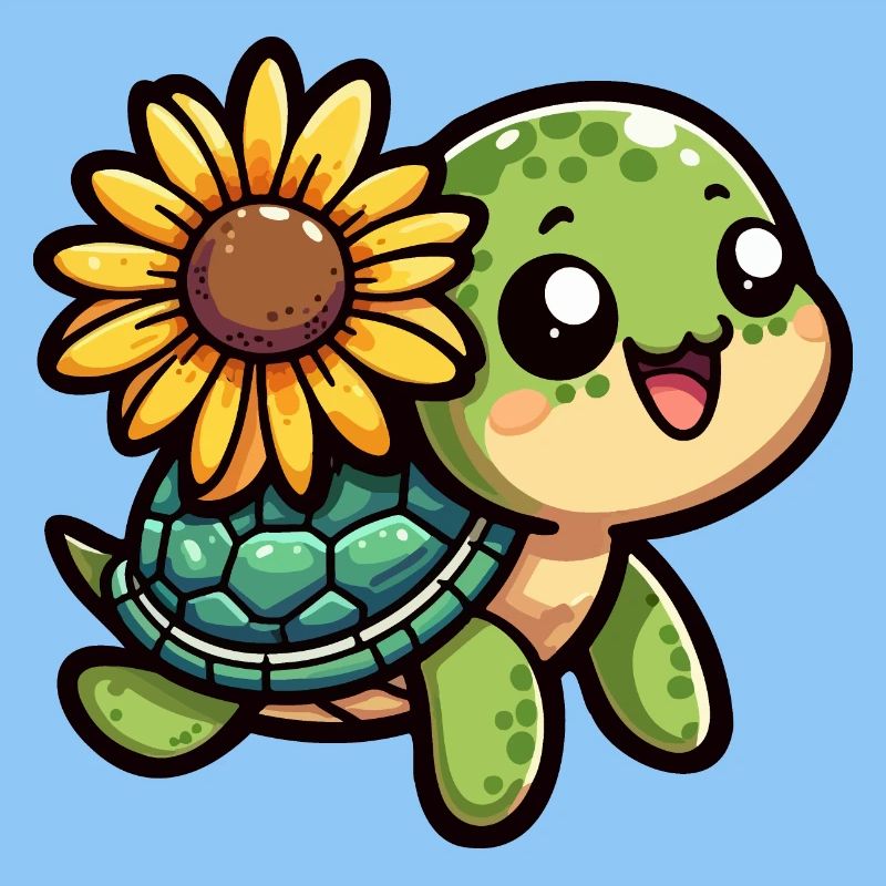Schildkröte mit Sonnenblume