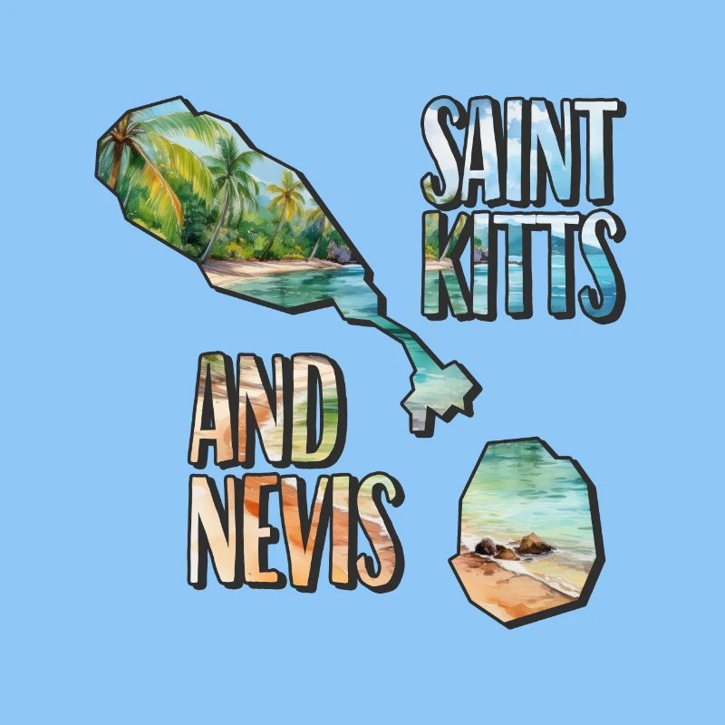 Carte à l’aquarelle Saint-Kitts-et-Nevis