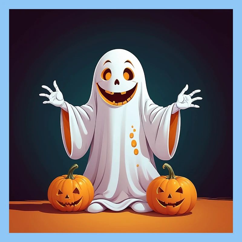 Halloween Ghost with Pumpkins
