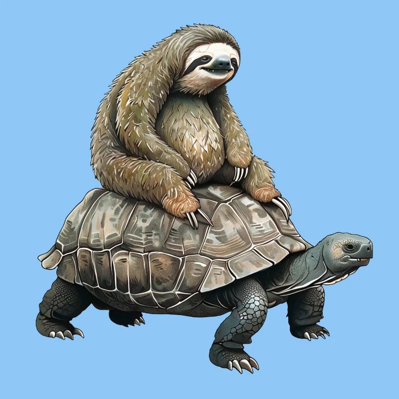 Faultier auf Schildkröte