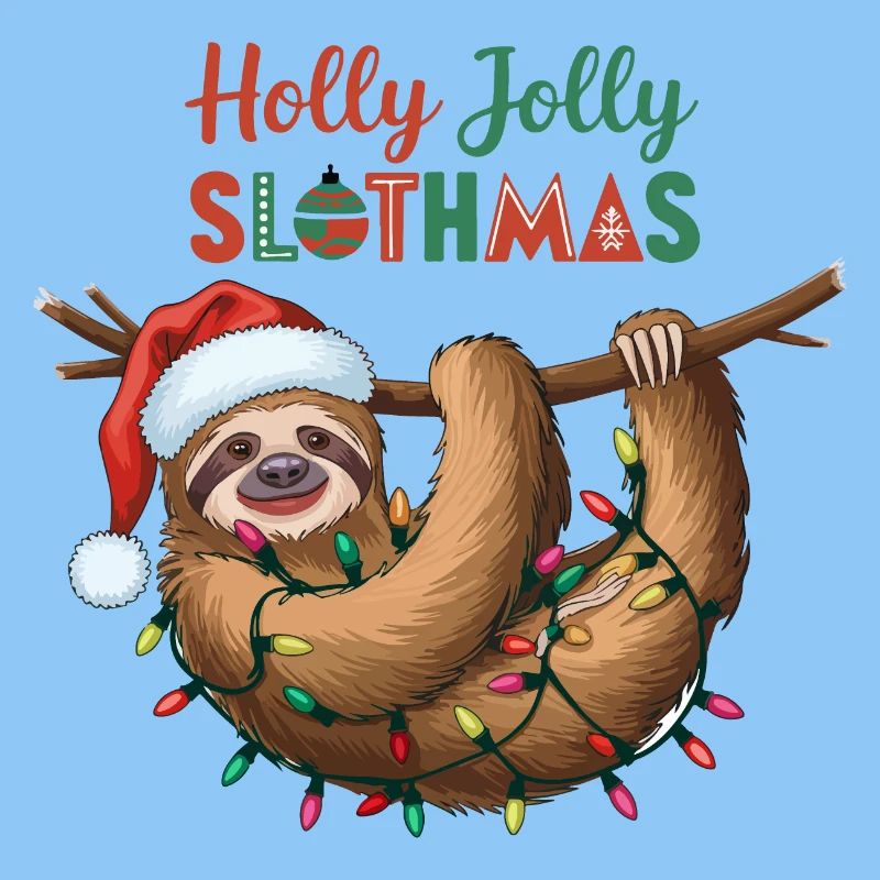 Festive Sloth with Christmas Lights