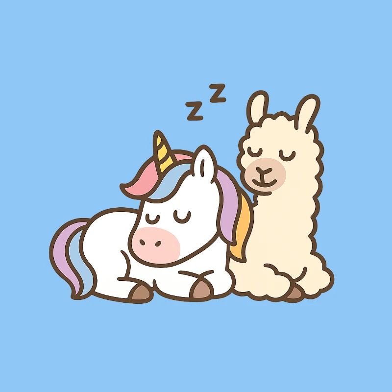 Sleeping unicorn and llama