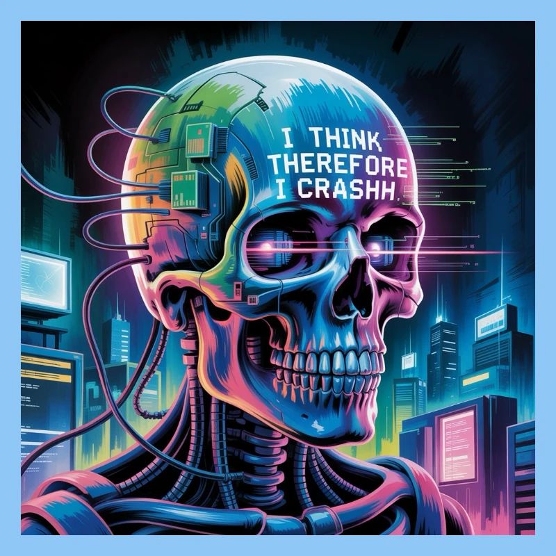 Cyberpunk Skull with Technology Quotes