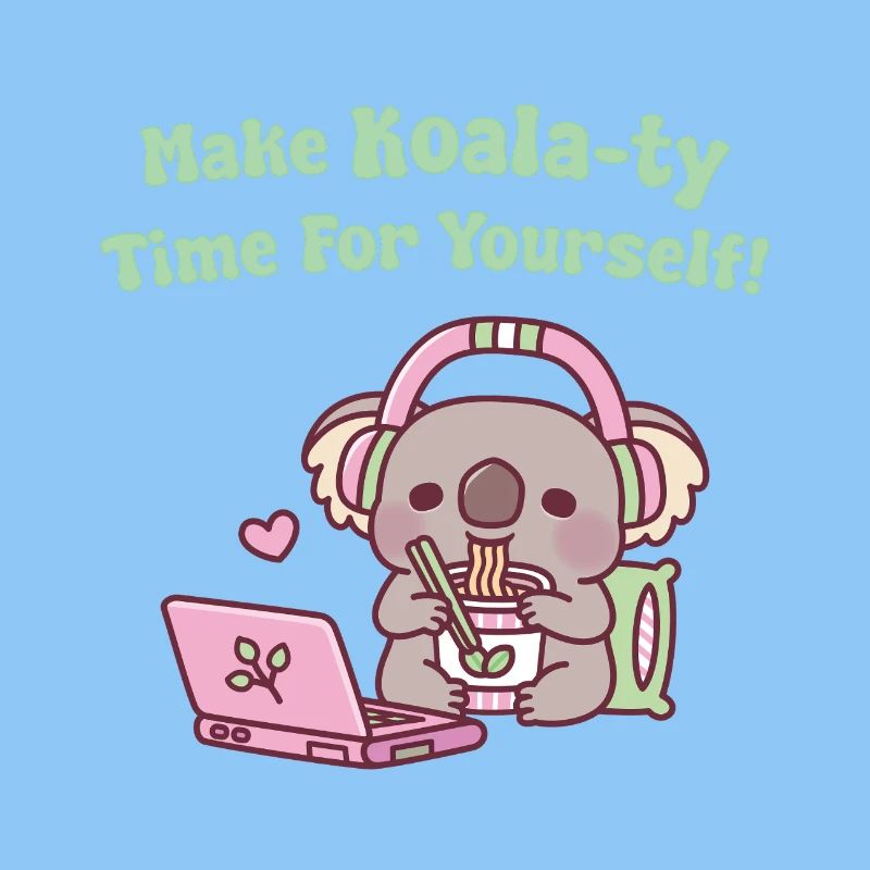 De mignons koalas mangeant des nouilles font du temps pour les koala-ty