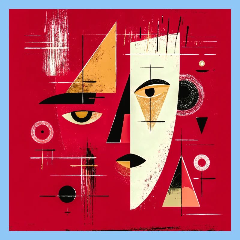 Contemporary Abstract Face in Red