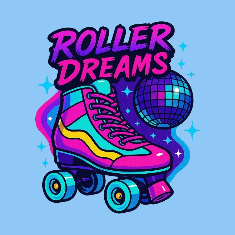 Neon Roller Skates Disco Design