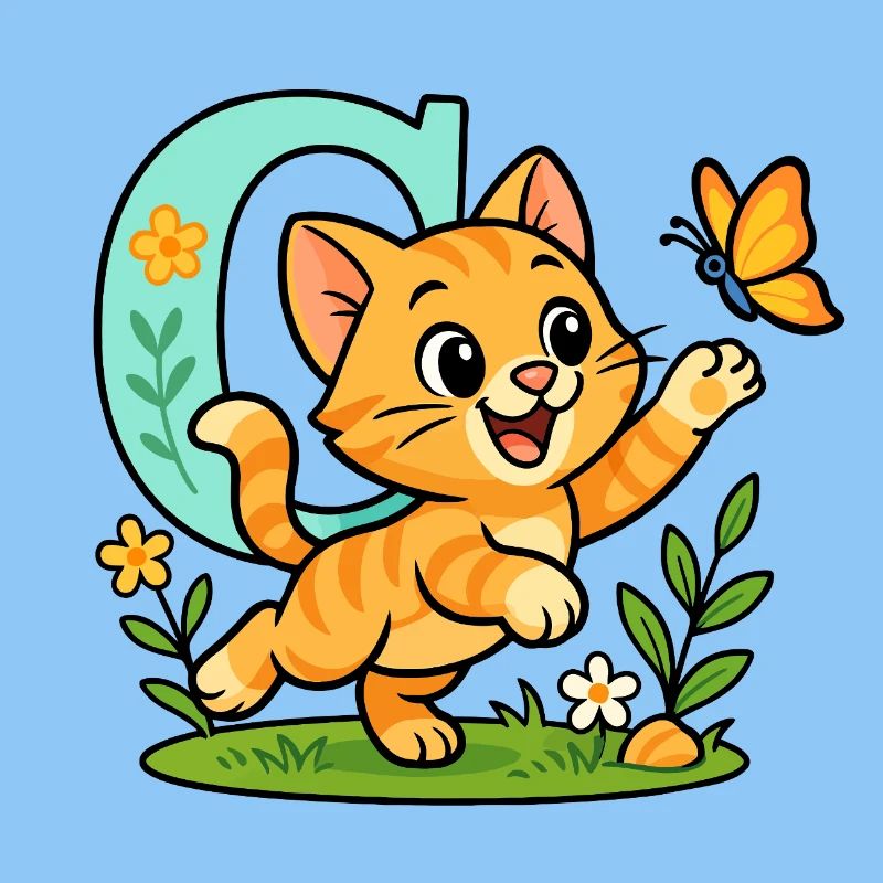 c for... cat! Cute alphabet design
