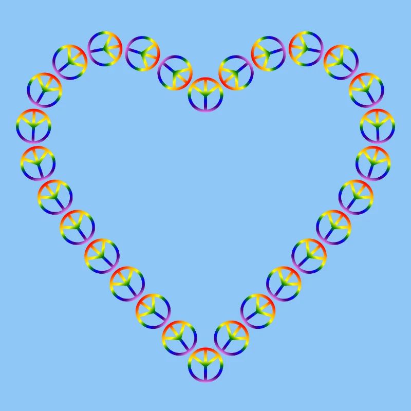 Rainbow Peace Heart Pattern