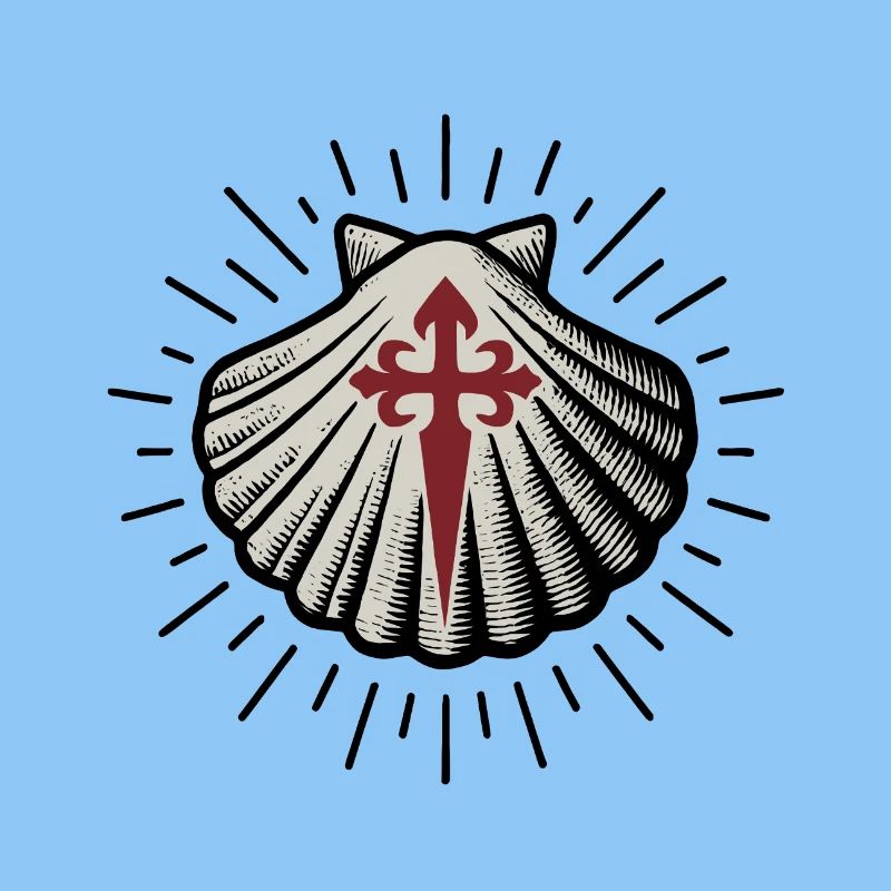 Coquille Saint-Jacques avec Croix de Saint-Jacques-de-Compostelle