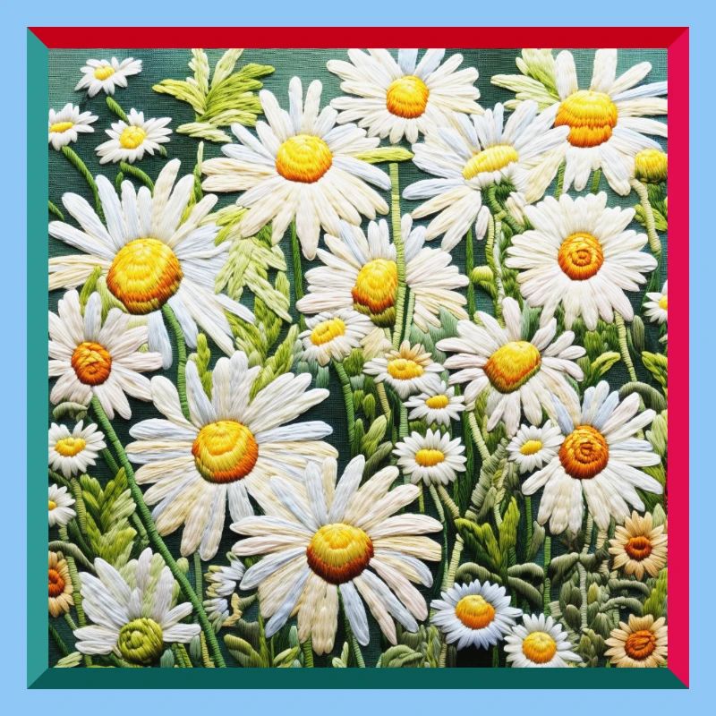 Embroidered Chamomile Floral Pattern Embroidery Garden