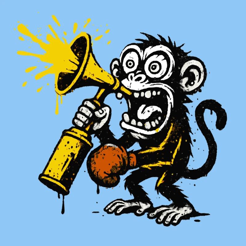 Expressive monkey with megaphone
