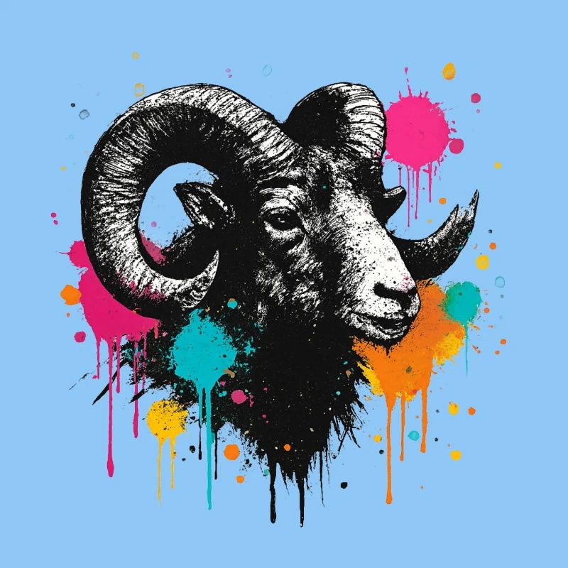 Ram's Head Graffiti Color Explosion