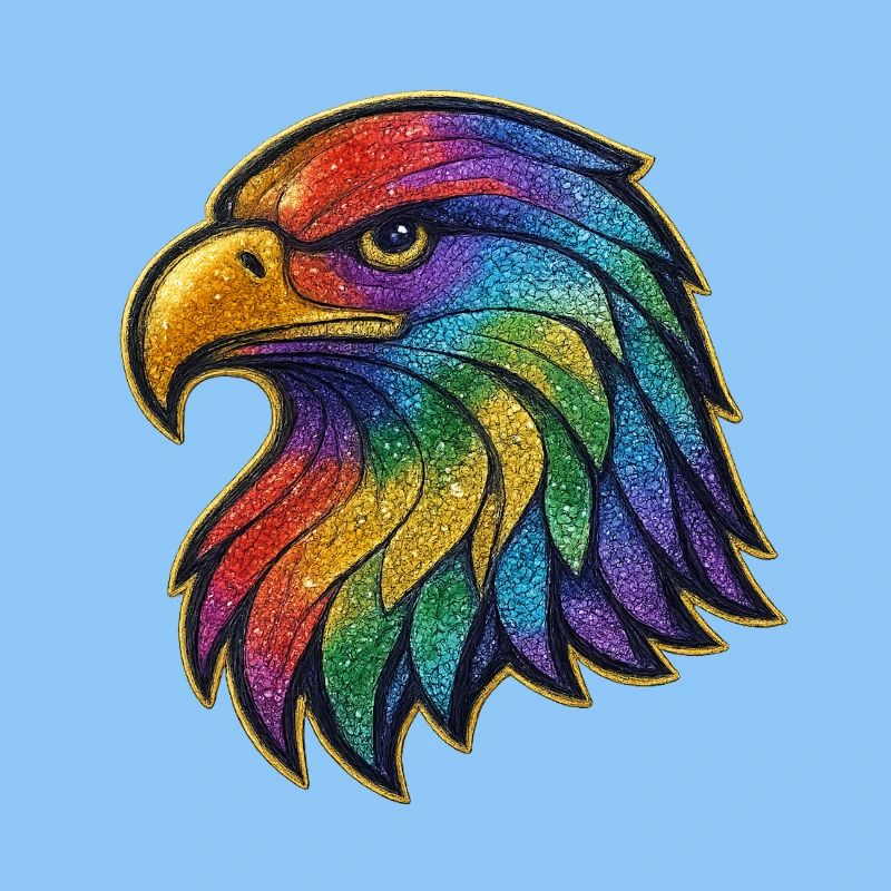 Rainbow Eagle Head Patch