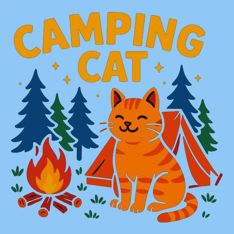 Chat de camping au feu de camp