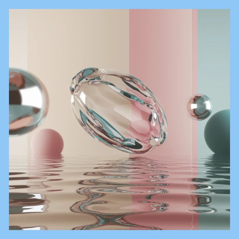 Reflets pastel dans sphère abstraite