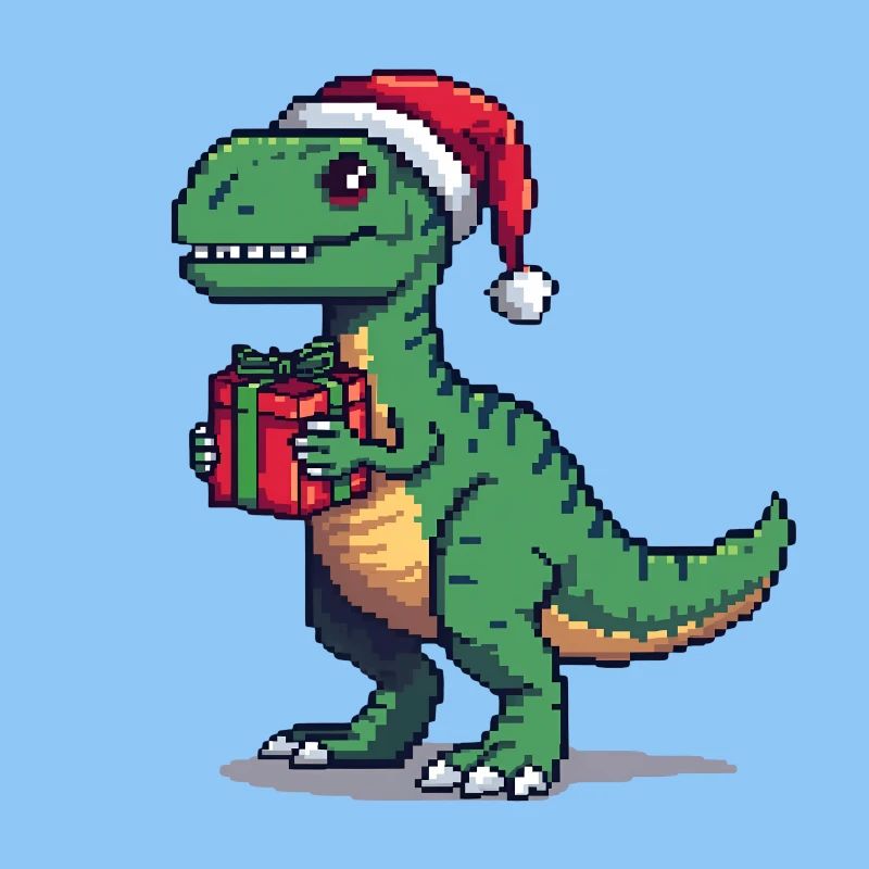 Vélociraptor 8 bits Pixel Noël