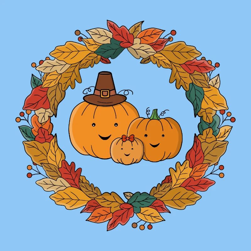 Couronne familiale de citrouille d’automne