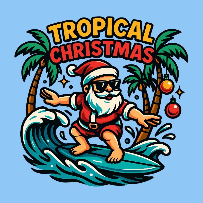 Tropischer Weihnachts-Surf-Weihnachtsmann