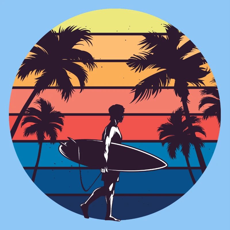 Silhouette du Surfeur Couchant de Soleil