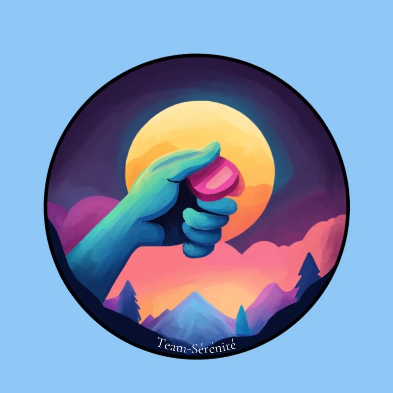 Blue hand holding a chip