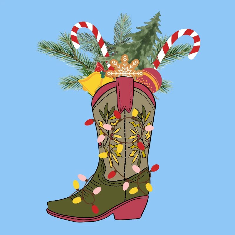 Bottes de cow-boy de Noël
