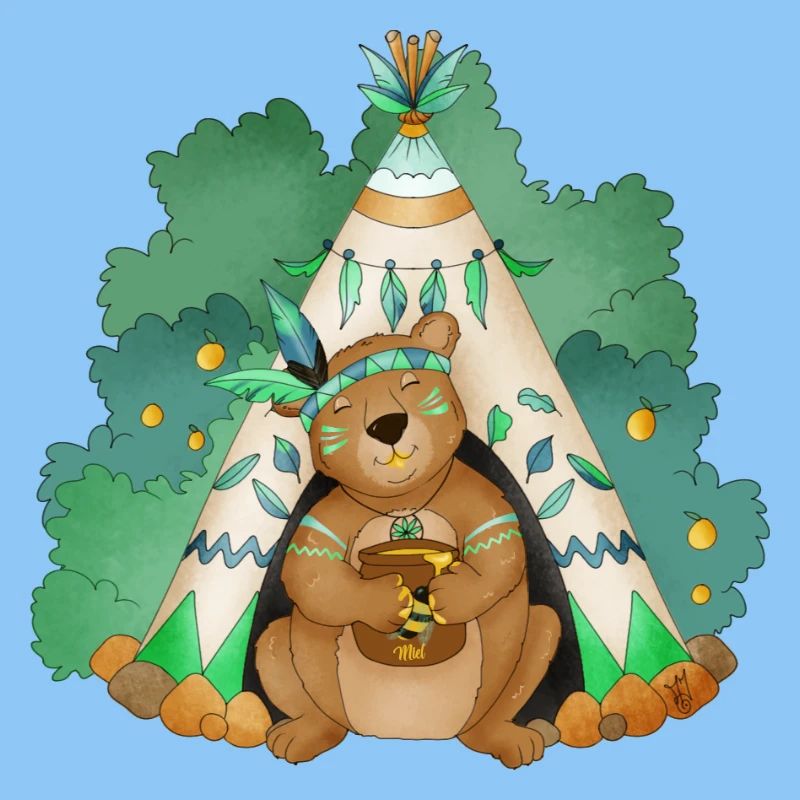 ours devant son tipi