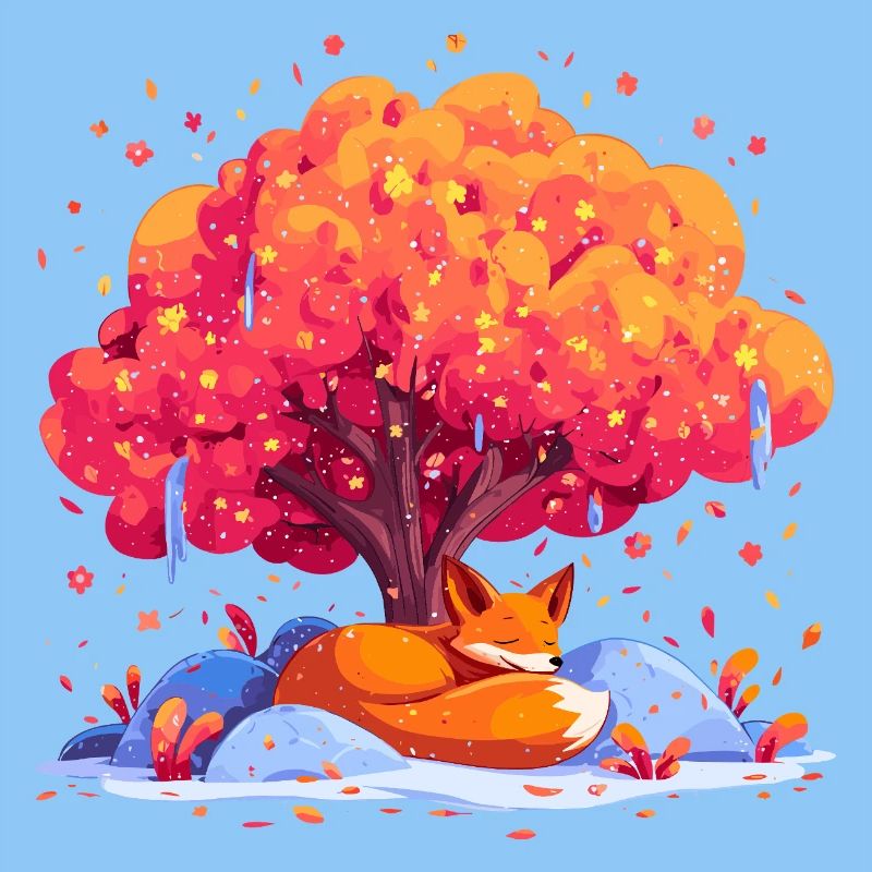 Fuchs unter Herbstbaum