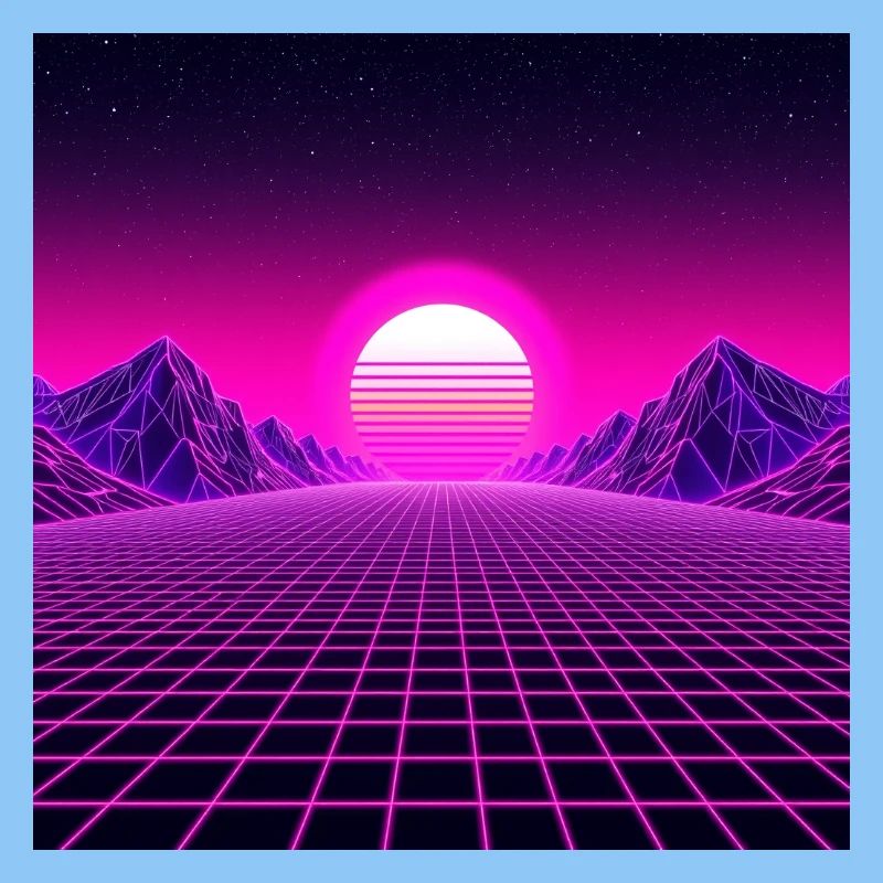 Neon Horizon Retrogrid Sunrise