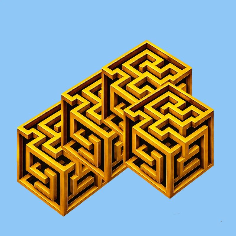 Golden Labyrinth Cube