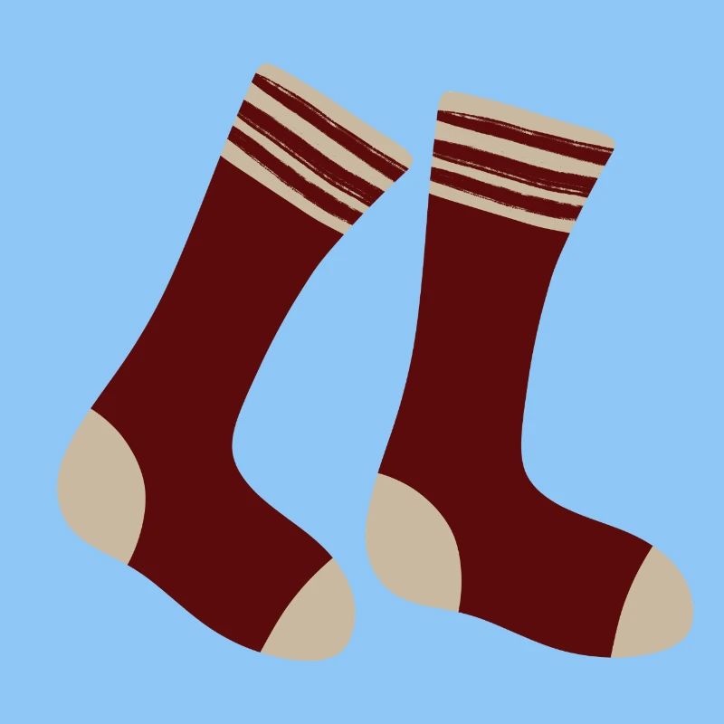 Maroon Striped Toe Socks