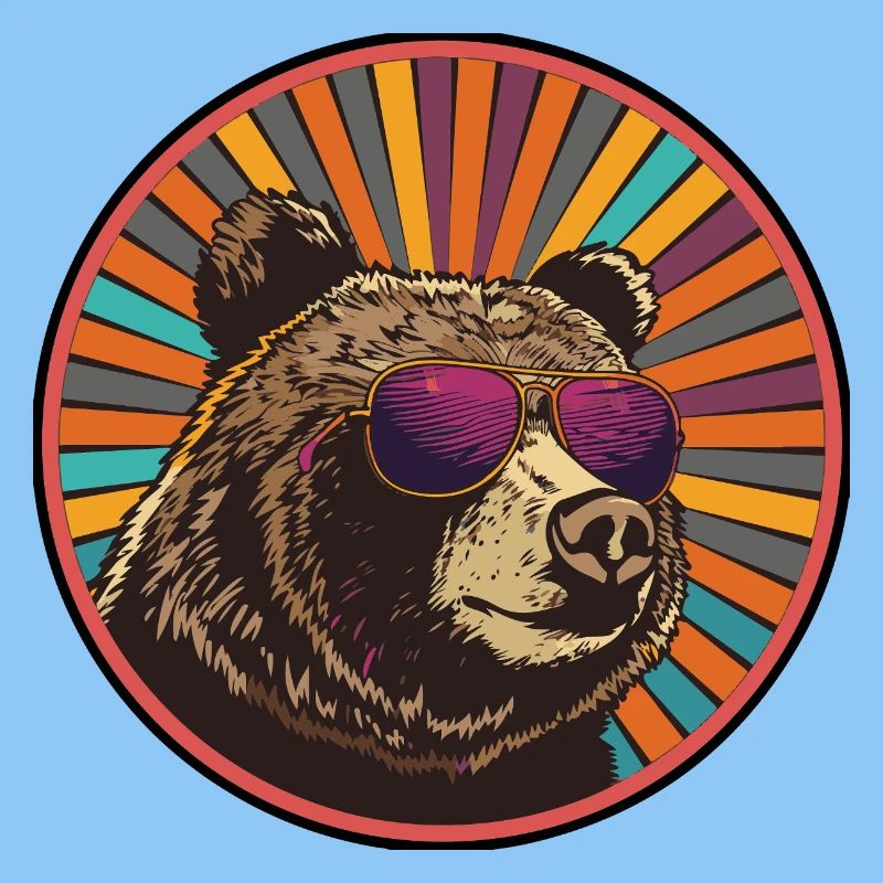 Bär mit Retro-Sonnenbrille