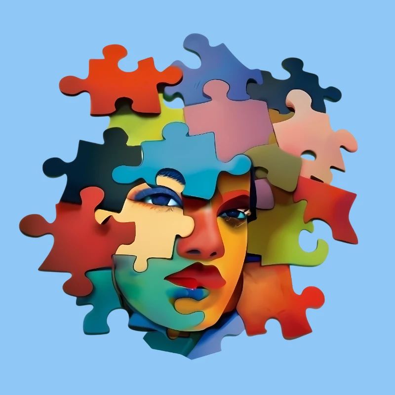Puzzlesporträt Farbexplosion
