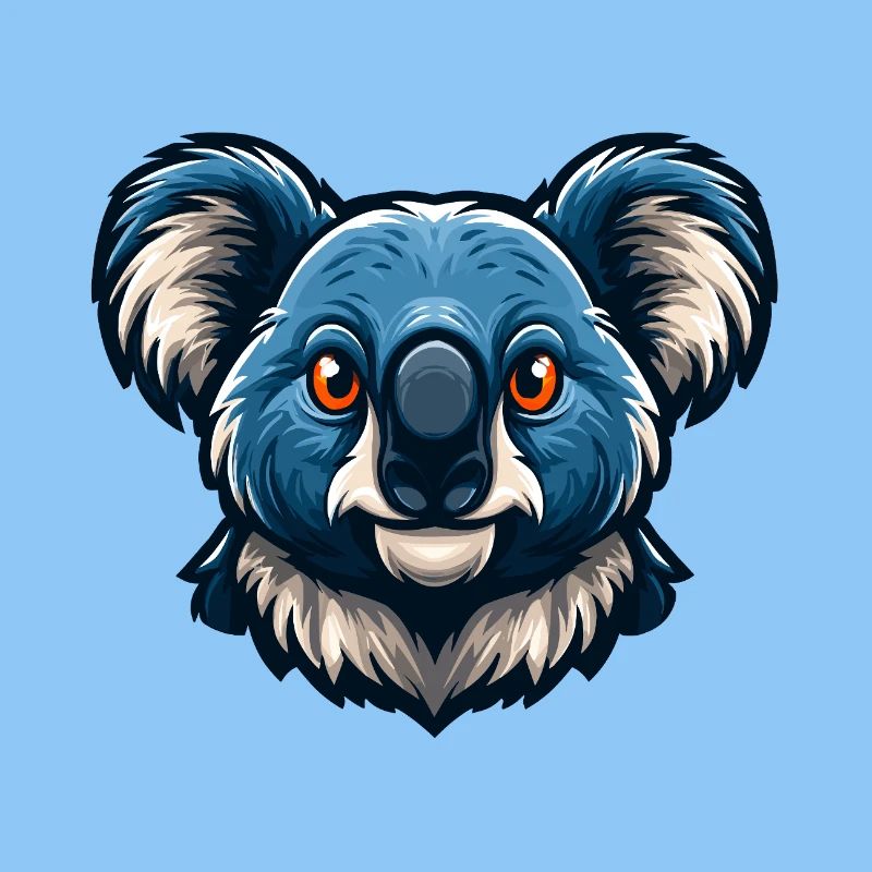 Blauer Koalakopf-Cartoon-Maskottchen-Logo