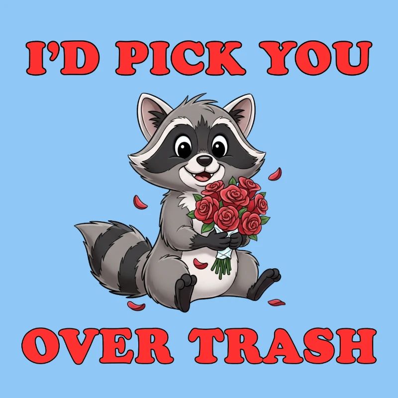 Je te choisirais plutôt que Trash - Raton laveur de dessins animés mignons