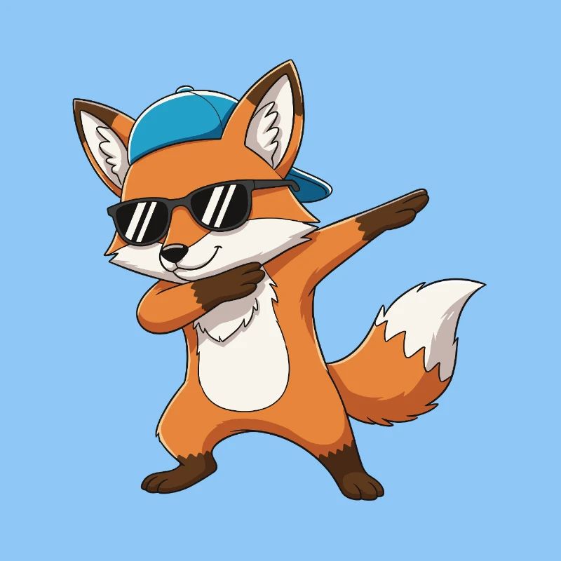 Cool Dabbing Fox Sunglasses Cartoon-Kunst