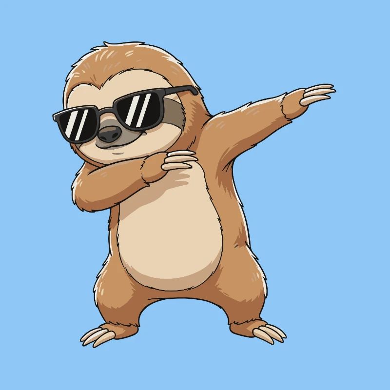 Cool Dabbing Sloth Sunglasses Cartoon Art