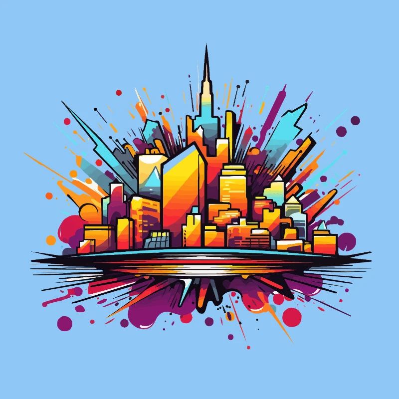 Explosion de silhouette urbaine colorée
