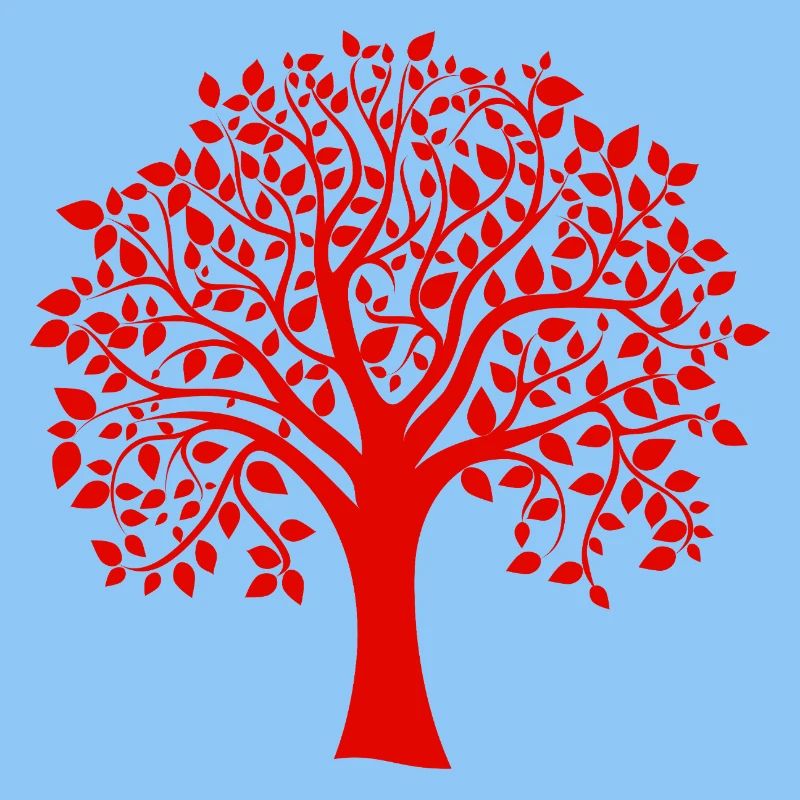 Rote Jumbo-Baum-Print-Silhouette