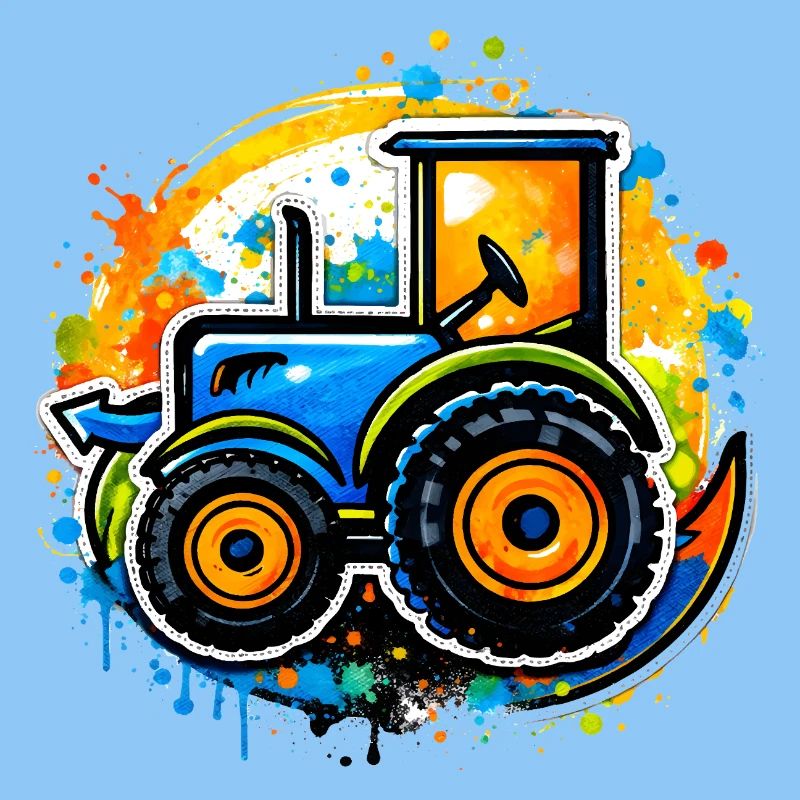 Bunter Traktor im Graffiti-Stil  