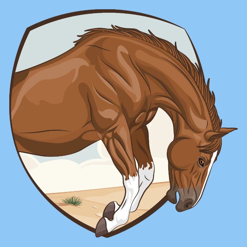 Ein Pferd, das in ein Feld springt