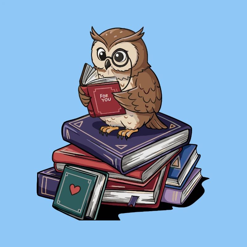 Bücherwurm-Eule-Vogel liest Bücher Kunst