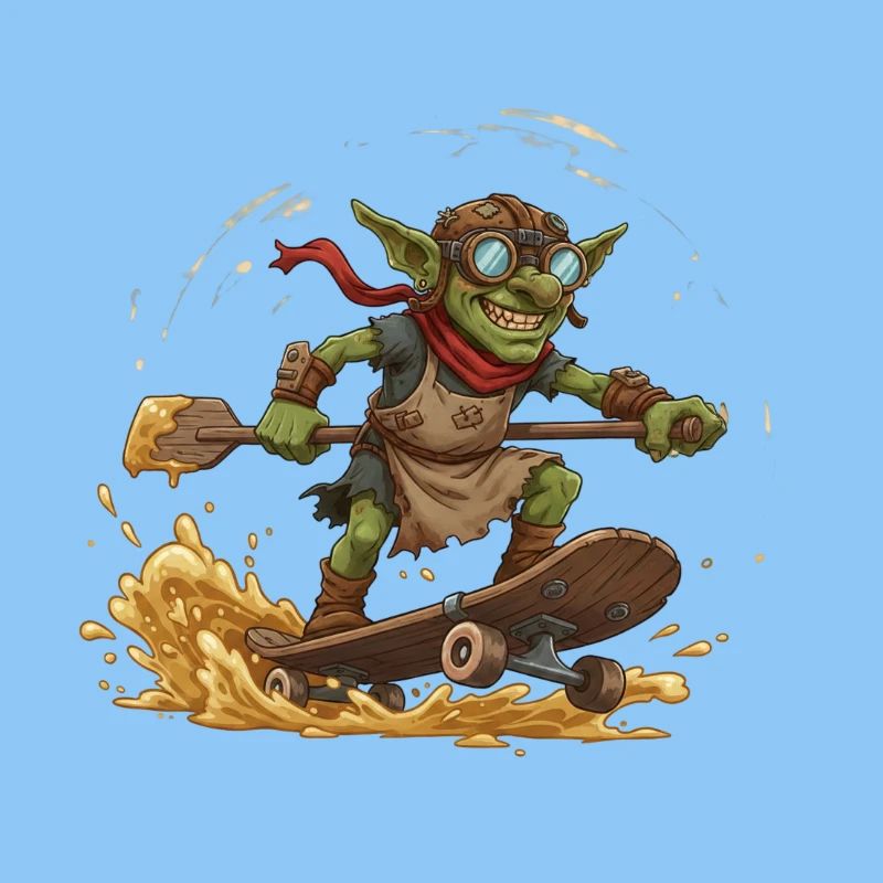 Goblin auf Skateboard