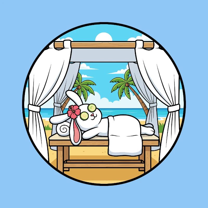Beach Spa Bunny Rabbit Relaxing Art