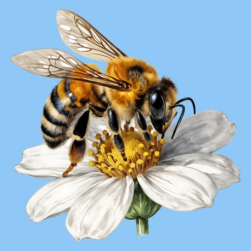 Bee on white flower