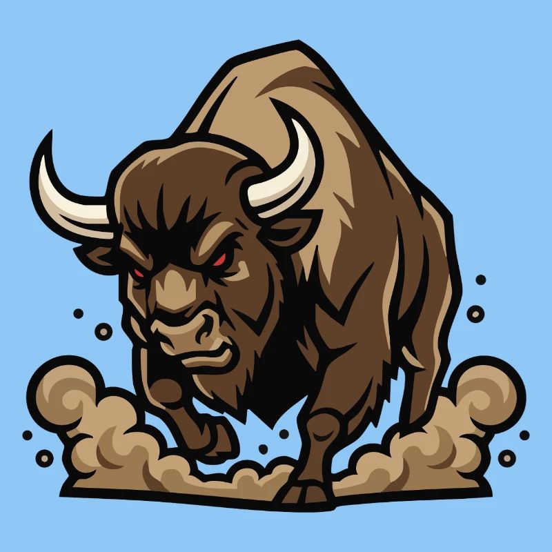 Wild Bison Charge Maskottchen Buffalo