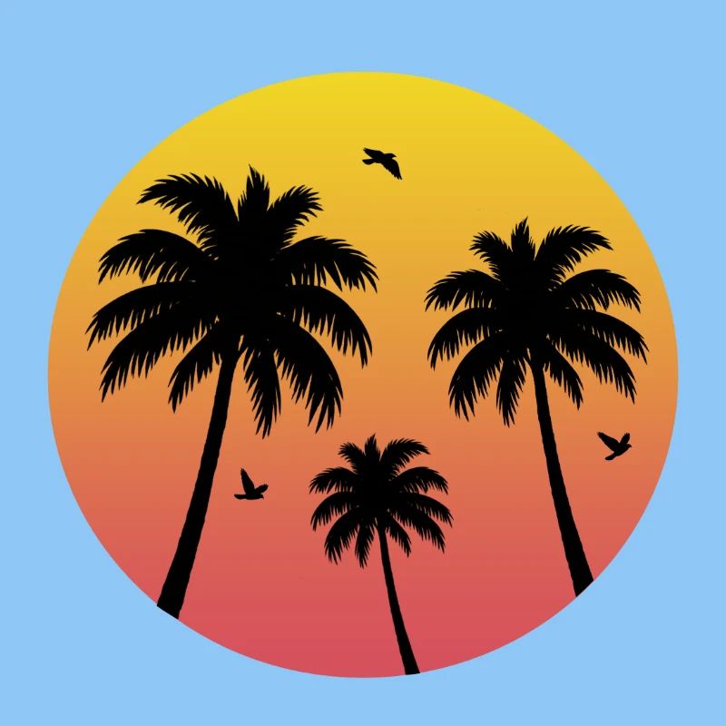Sunset Palm Tree Beach