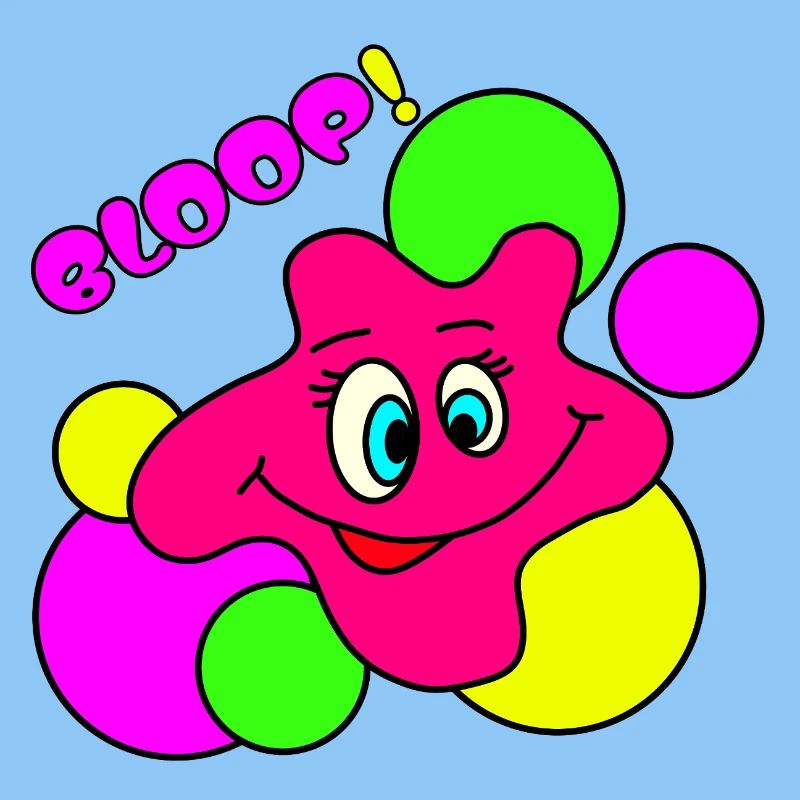 BLOOP! Lustiger Neon Pop-Art Klecks-Charakter
