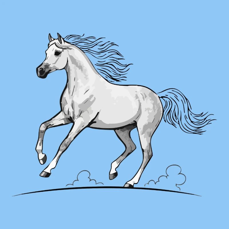 White Horse Thoroughbred Trotting Equestrian Elegance